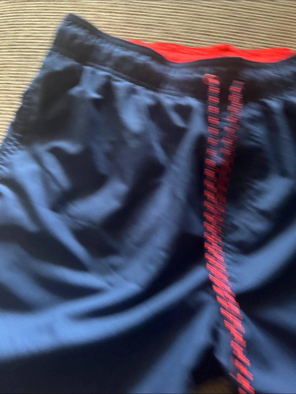 Faded Glory Navy Swim Trunks with Red Accents